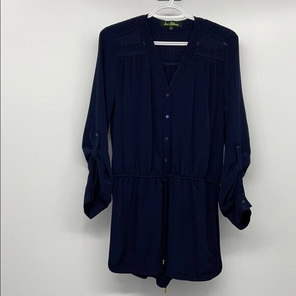 Sam Edelman Navy blue buttoned romper 3/4  sleeve - Picture 15 of 15